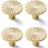 SYZOW 4 Pieces Brass Cabinet Knobs, Round Cabinet Knobs, Golden