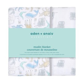 aden + anais essentials 100% Cotton Muslin Dream Blanket for Baby Girls & Boys, 112x112cm, Ideal Lightweight Newborn Nursery & Cot Blanket, Unisex Toddler & Infant Bedding Gift, natural history