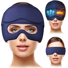 Gorro de Gel para Migraña Terapia de Frío y Calor 360°Flexible Reutilizable Máscara con Cobertura Completa, Compresa fría caliente, Envoltura Hielo para Aliviar Dolor de Cabeza Ojos Hinchados Sinusitis