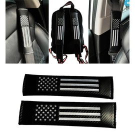 Dcifuu 2PCS Car Seat Belt Covers Shoulder Pads for American USA Flag, Carbon Fiber Car Seat Belt Pads Safety Belt Cover Pad, American Flag Decoration Interior Car Accessories