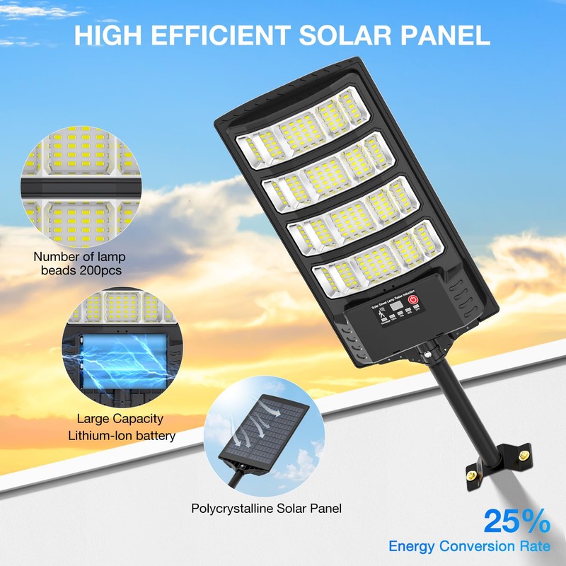 Heisolcool Solar Street Lights Outdoor Waterproof,Wide Angle Flood Light, 5730