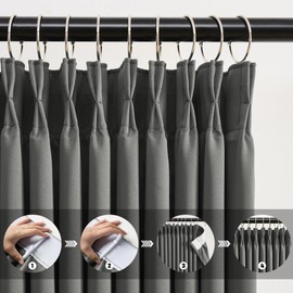 Pinch Pleated Blackout Curtains 96 Inches Long Modern Lush Decor Window Covering Soundproof Drape Panel for Bedroom Light Blocking Room Darkening Drape/Drapery for Nursery Room, Grey