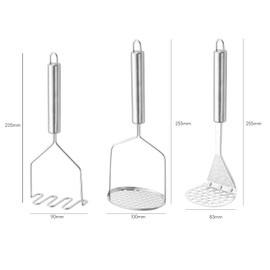 Potato Masher, 3PCS Stainless Steel Potato Masher, Potato Ricer Masher, Potato Masher Stainless Steel, Potato Smasher Hand Held for Fruits Vegetables Food Masher 24 x 10 cm