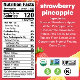 NOKA Strawberry Pineapple Superfood Smoothie Pack 6 Organic Plant Protein Snacks