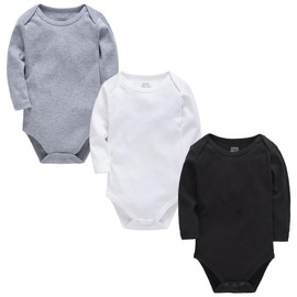 kavkas Long Sleeve Baby Bodysuit for Boys and Girls Newborn Cotton Vests Undershirts Infant Solid One Piece Baby Clothes 3 Pack Multicolour Set 3-6M
