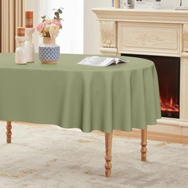 Horaldaily Fern Green Tablecloth 60×84 Inch Oval, Stain and Wrinkle Resistant Washable Table Cloth, Decorative Polyester Table Cover for Party Picnic Dinner Decor