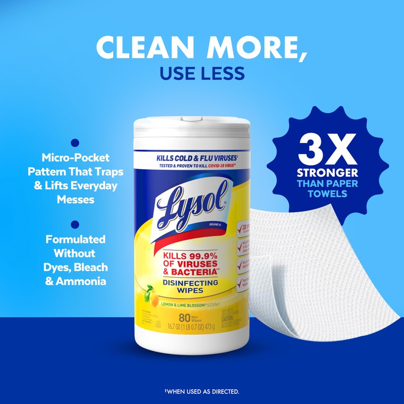 Lysol Disinfectant Wipes Multi-Surface Antibacterial Cleaning Wipes, Dorm Room Essentials