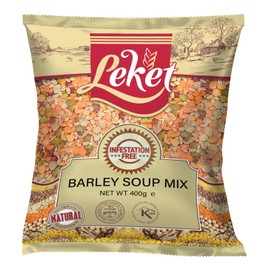 Leket Barley Soup Mix 400g - Hearty Blend of Pearl Barley, Haricot Beans, Green & Yellow Split Peas, and Red Lentils for Delicious Homemade Soups