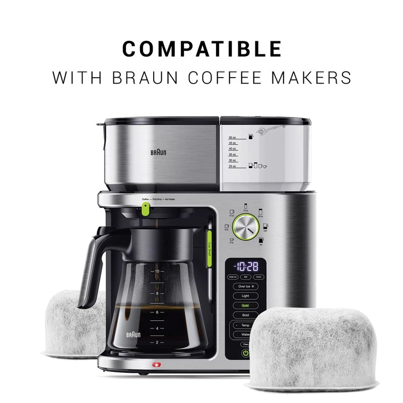 6-Pack Replacement Charcoal Water Filters for Braun Coffee Makers -