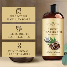 Handcraft Blends 100% Pure Castor Oil - Huge 16 OZ - All Natural Premium Quality "Moisturizes & Protects Dry Skin" Used for Hair Growth, Eyelashes, Jo