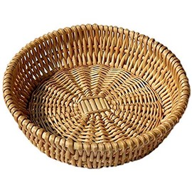 Caoruiy Hand-Woven Basket, Wicker Basket, Food Serving Basket for Bread, Fruit, Vegetable Storage, Basket 25 x 8cm
