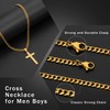 LUXEJEW Cross Necklace for Men, Silver/Gold/Black Stainless Steel Cross Pendant