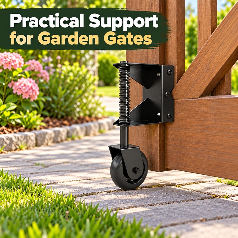 4-Inch Spring-Loaded Gate Wheel – Shock-Absorbing Metal Bracket for Swing