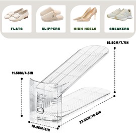 FENRUNXU Transparent Shoe Slots Organizer for Closet, 20 Pack Shoe Stacker Organizer for Closet Shoe Display Space Saver,Adjustable Shoe Rack Organizer Holder for High Heels,Sneakers(Transparent)