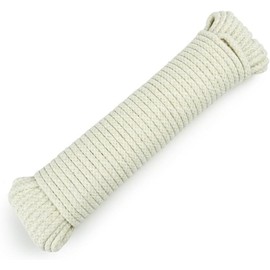 Natural Cotton Clothesline Pulley, Snag & Tear Resistant, 30m X 5.5mm, Soft Braided 190kgs Pulling Force Rope