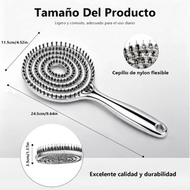Cepillo para Cabello de Jabalí y Nylon, Cepillo para Cabello Desenredante