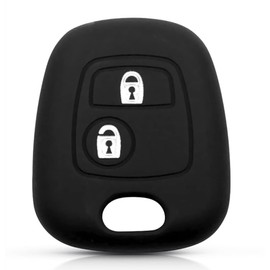 OTMIK Silicone Car Key Cover Case Compatible with Peugeot 107 206 207 307/Citroen C1 C2 C3 C4 Picasso/Toyota Aygo Soft Keyshell (Black)