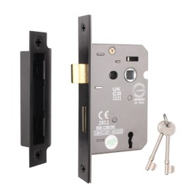 EAI Matt Black Sashlock - Fire Rated & CE Approved Mortice Door Lock & Keys 64mm / 2.5 Inch