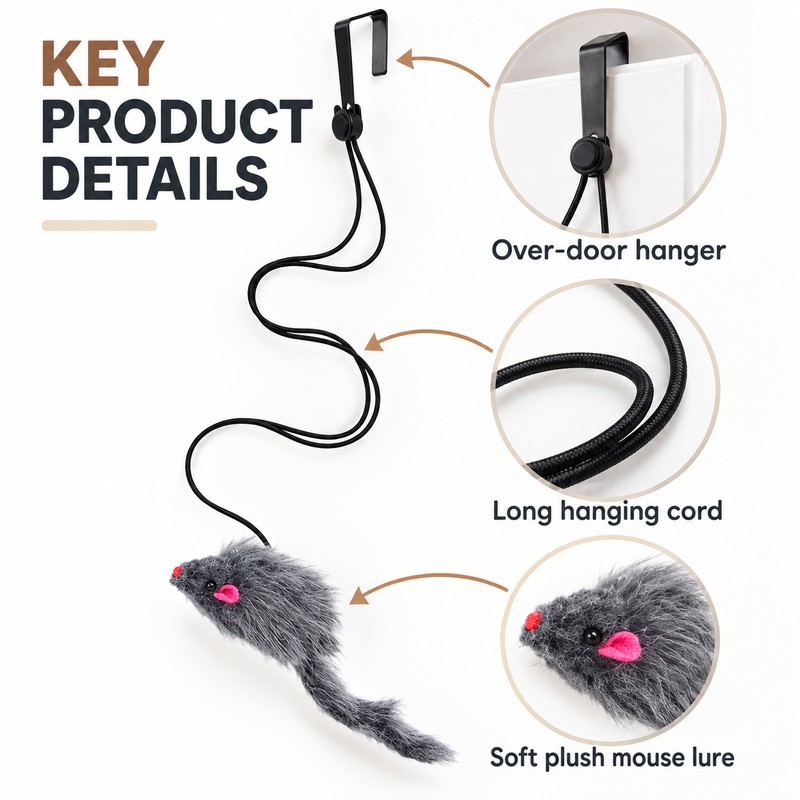 Door Hanging Cat Toy for Interactive Play – Dark Gray