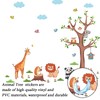 Jungle Animals Tree Wall Decals,Cartoon Animal Safari Giraffe Tiger Monkey