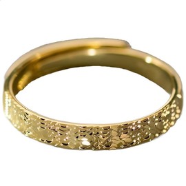 NicoWerk SRI1103 Women's Silver Ring Structure 925 Sterling Silver Simple Smooth Shiny Band Ring Hammered Gold-Plated Adjustable Open