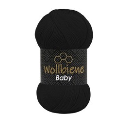 Wollbiene Baby Best Uni Knitting Yarn, Anti-Pilling Knitting Wool, Crochet Wool (Black 12)