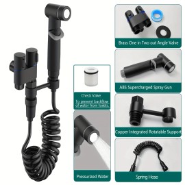 Premium Portable Bidet Sprayer Set with Adjustable Water Pressure for Modern Bathroom Bidet Toilet UseColor: Black, Body Material: ABS + Stainless Steel
