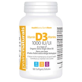 Prairie Naturals Vitamin d3 cholecalciferol 1,000iu softgel, 180 Count