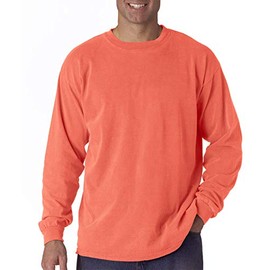 Comfort Colors Adult Long Sleeve Tee, Style 6014 (Small, Neon Red Orange)