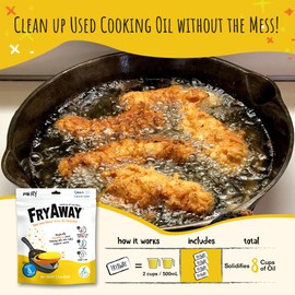 FryAway FryAway Pan Fry Cooking Oil Solidifier, As Seen on Shark Tank, Solidifies 8 Cups of Oil - Plant-Based Powder, Liquid Oil Turns Hard, Mess-Free Cleanup and Disposal - Easy to Use, Made in USA, Kosher