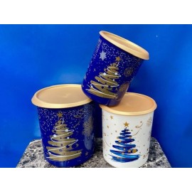Tupperware Christmas Canister Set of 3 Stacking " D, C, B "  4.3, 3.0, 2.0L