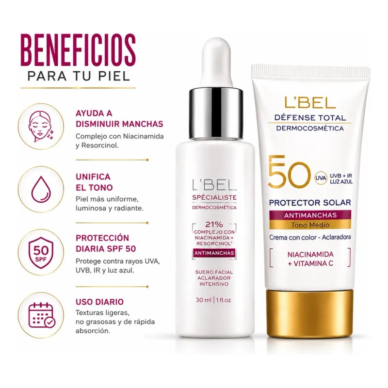 Lbel Antimancha Sérum Niacinamida Protector Solar Tono Medio