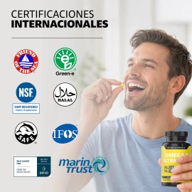 Omega 3 Premium 1000mg Suplemento Alimenticio Aceite De Pescado Como Tg Beyond Vitamins Sin Sabor Sin Rellenos - Vitaminas Mujer / Hombre - 60 Cápsulas