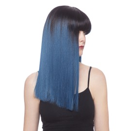 Enigma Wigs Junior's Kailee, Two Toned Black to Turquoise Blue, one Size fits All