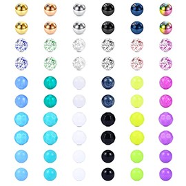 MODRSA Replacement Balls for Helix Tragus Cartilage Earrings 14G 8MM Balls for Nipple Tongue Nose Horseshoe Septum Eyebrow Piercing Heart Belly Piercing Balls Replace Piercing Balls 60PCS
