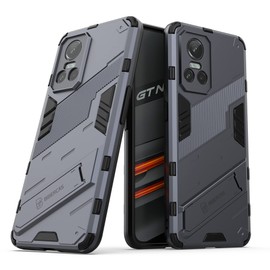 ESTH® Case for Realme GT Neo3 5G with Expanding Stand and Shockproof TPU Bumper, [Military Grade Anti-Fall Protection], Cover Compatible with Magnetic Car Mount, Grey