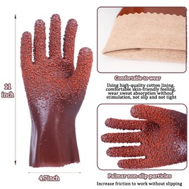 PEOKPIPLE 6 Pairs Heavy Duty Sewer Gloves | PVC Coated Abrasion Resistant Work Gloves for Drain Cleaning & Plumbing | Oil & Chemical Resistant, Non-Slip Grip