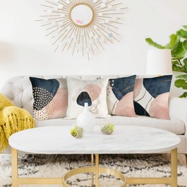 YCOLL Cushion Covers, Set of 4, Linen, Decorative, Geometric Pattern, Cushion Covers for Sofa, Bedroom, Couch, Outdoor Cushions, 40 x 40 cm, A091