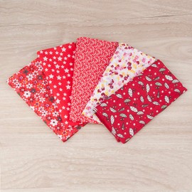HOULIFE Women's Flower Handkerchiefs Made of Pure Cotton Red Fabric Handkerchiefs for Everyday Use 5/10 Pieces 36 x 36 cm Mother's Day Gift - multicoloured