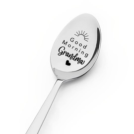Grandma Mothers Day Gifts Spoons for Grandma Mimi Birthday Gift from Grandchildren Grandson Good Morning Grandma Spoon for Christmas Xmas Gifts for Nana Cofee Teaspoons