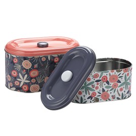 BSTKEY 2 Pack Cookie Tins, Cookie Snack Jars with Lid, Decorative Candy Canister, Baking Gift Tins Cute Countertop Tinplate Box for Storing Patisseries, Puff Pastries Craft Supplies, 2 Sizes