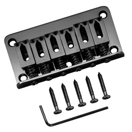 Musiin Electric guitar string saddle accessory 6-string tremolo-free fixed bridge compatible with strat guitars 5-screw screws (black)
