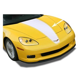 BENINI DESIGN STUDIO 2005-2013 Corvette C6 Hood Racing Stripe Vinyl Decal Black Blackout Compatible with 03-13 Corvette C6 2006 2007 2008 2009 2010 (White)