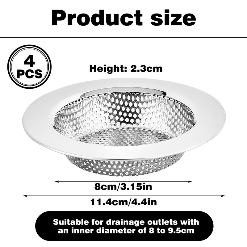 4PCS kitchen sink strainer, sink drain strainer, stainless steel sink