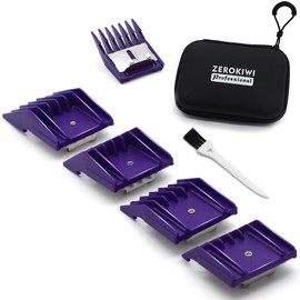 4 Sizes Professional Animal Hair Clipper Replacement Attachment Guard Guide Combs 1/8" 1/4" 3/8" 1/2" Compatible with Oster A5 Style Classic 76 Andis AG, BG Wahl KM Series Pet Clippers (Purple)