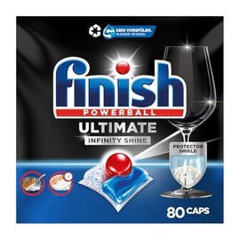 Finish Ultimate Infinity Shine Sp√ºlmaschinentabs ‚Äì Geschirrsp√ºltabs f√ºr Tiefenreinigung, Fettl√∂sekraft und Glanz mit Schutzschild ‚Äì 80 Finish Caps