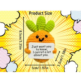 AABXX Funny Mini Positive Potato,3 in Cute Crochet Doll with Positive Card,Soft Wool Knitting Toy Decoration Encouragement Support for Birthday Gifts Room Decor (Positive Carrot)