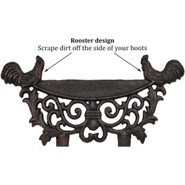 Lulu Decor, Cast Iron Garden Boot Scraper, Solid Decorative Design with Pointed Bottom for Easy in ground use, H 10" W 11"(1 pc Rooster)