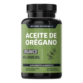 Beyond Vitamins  Aceite De Oregano Orgánico 100 Natural Con 88 Carvacrol  oil of oregano - Grado Alimenticio - (180 Cápsulas)