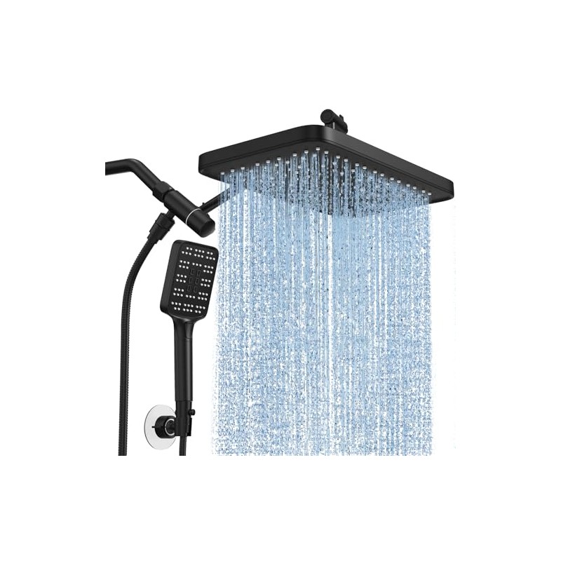Rain Shower Head with Handheld Spray Combo Set, Adjustable 12"